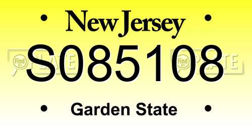 S085108 New Jersey License Plate