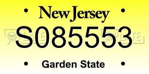 S085553 New Jersey License Plate