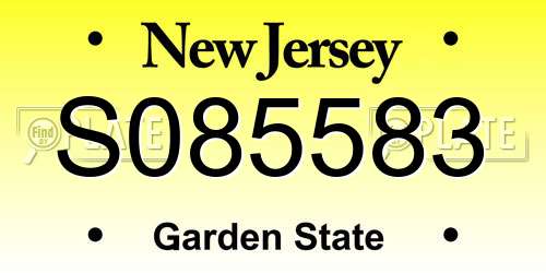 S085583 New Jersey License Plate