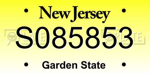 S085853 New Jersey License Plate