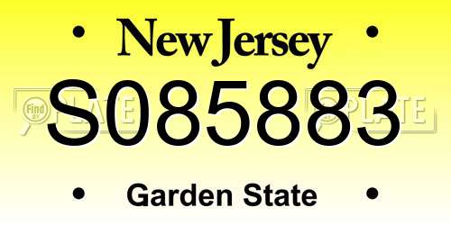 S085883 New Jersey License Plate