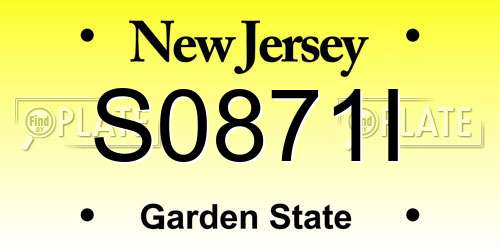 S0871I New Jersey License Plate