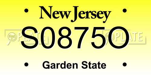 S0875O New Jersey License Plate