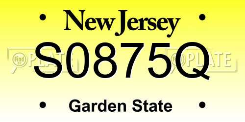 S0875Q New Jersey License Plate