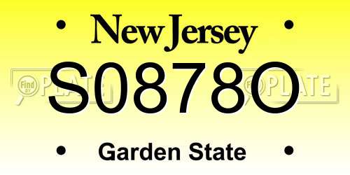 S0878O New Jersey License Plate
