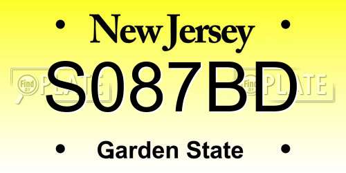 S087BD New Jersey License Plate