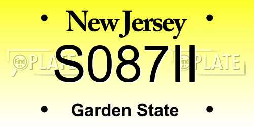 S087II New Jersey License Plate