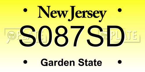 S087SD New Jersey License Plate