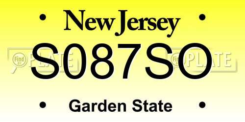 S087SO New Jersey License Plate