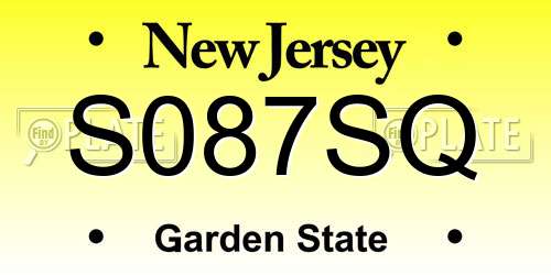 S087SQ New Jersey License Plate