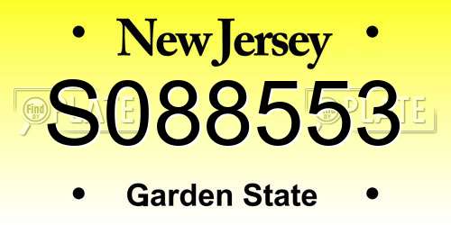 S088553 New Jersey License Plate