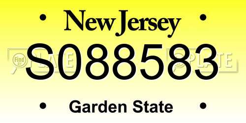 S088583 New Jersey License Plate