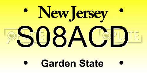 S08ACD New Jersey License Plate