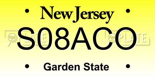 S08ACO New Jersey License Plate