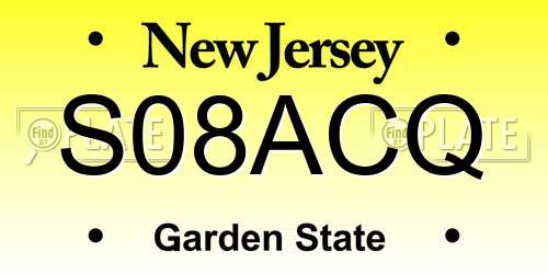 S08ACQ New Jersey License Plate