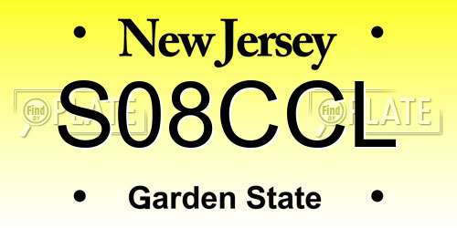 S08CCL New Jersey License Plate