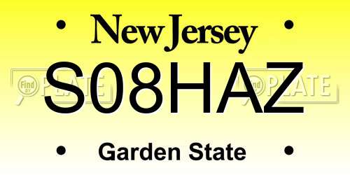 S08HAZ New Jersey License Plate