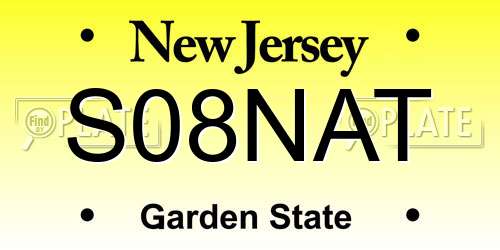 S08NAT New Jersey License Plate