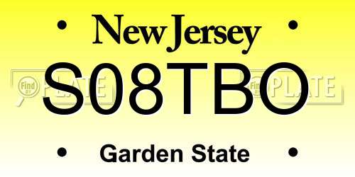 S08TBO New Jersey License Plate