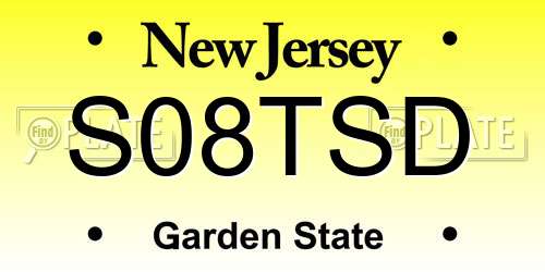 S08TSD New Jersey License Plate