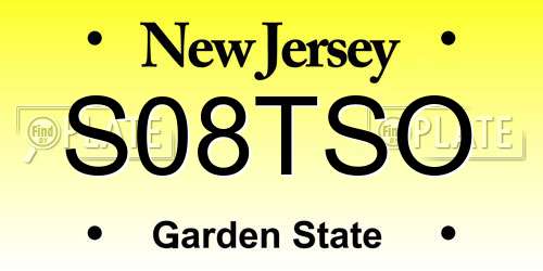 S08TSO New Jersey License Plate