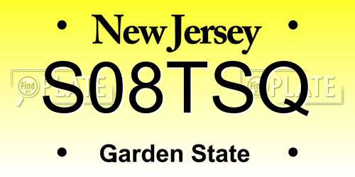 S08TSQ New Jersey License Plate
