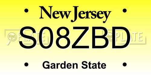 S08ZBD New Jersey License Plate