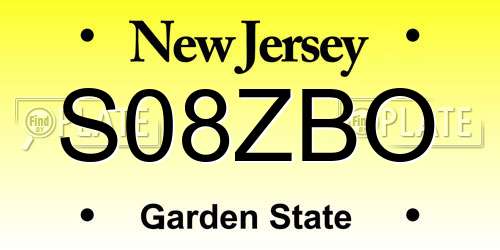 S08ZBO New Jersey License Plate