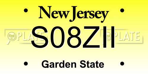 S08ZII New Jersey License Plate