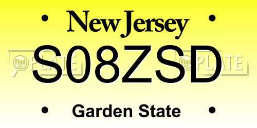 S08ZSD New Jersey License Plate