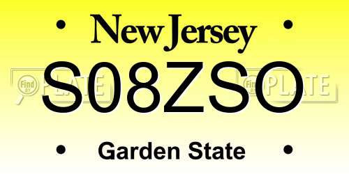 S08ZSO New Jersey License Plate
