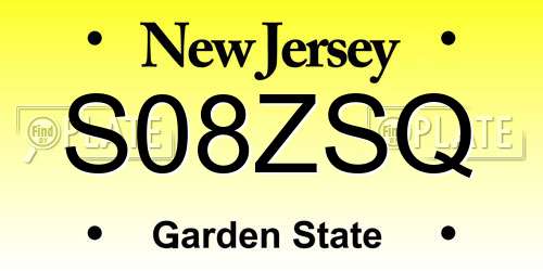S08ZSQ New Jersey License Plate