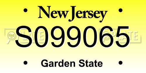 S099065 New Jersey License Plate