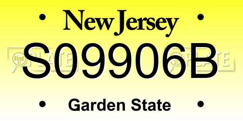 S09906B New Jersey License Plate