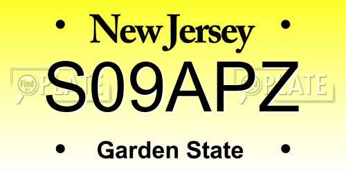 S09APZ New Jersey License Plate