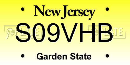 S09VHB New Jersey License Plate
