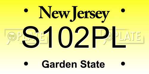 S102PL New Jersey License Plate