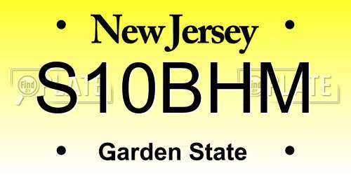 S10BHM New Jersey License Plate