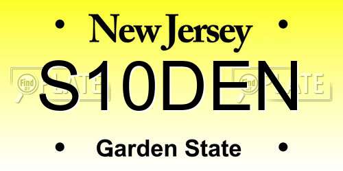 S10DEN New Jersey License Plate