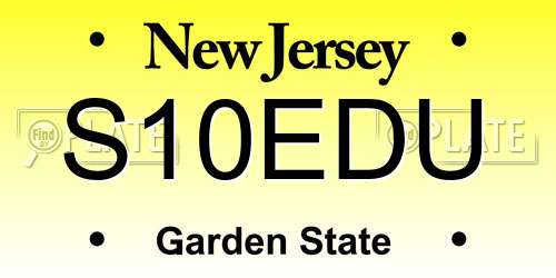 S10EDU New Jersey License Plate