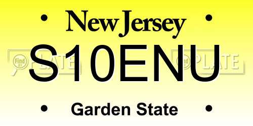 S10ENU New Jersey License Plate
