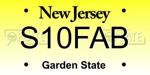 S10FAB New Jersey License Plate