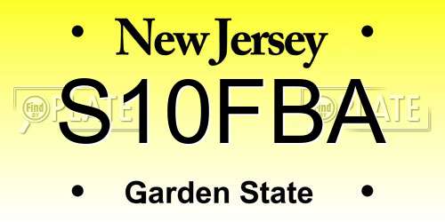 S10FBA New Jersey License Plate