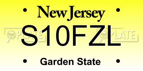 S10FZL New Jersey License Plate