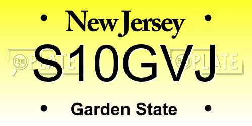 S10GVJ New Jersey License Plate