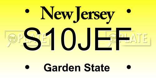 S10JEF New Jersey License Plate