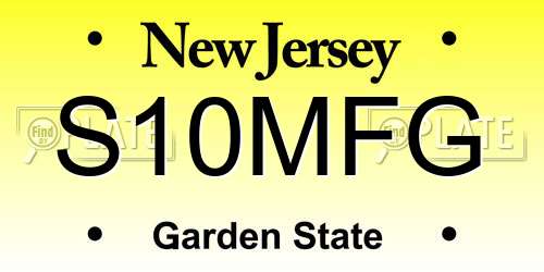 S10MFG New Jersey License Plate