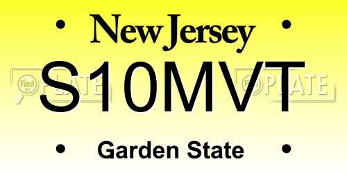 S10MVT New Jersey License Plate