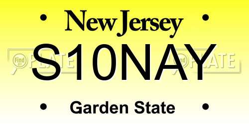S10NAY New Jersey License Plate