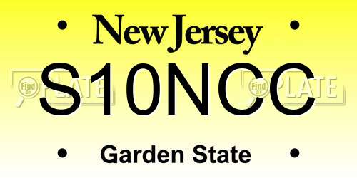 S10NCC New Jersey License Plate
